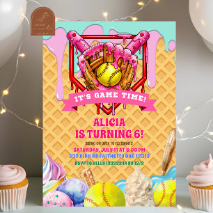 Invitation Fête d'anniversaire avec dégoulinade de glace rose