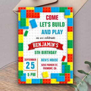 Invitation Fête d'anniversaire avec des briques colorées