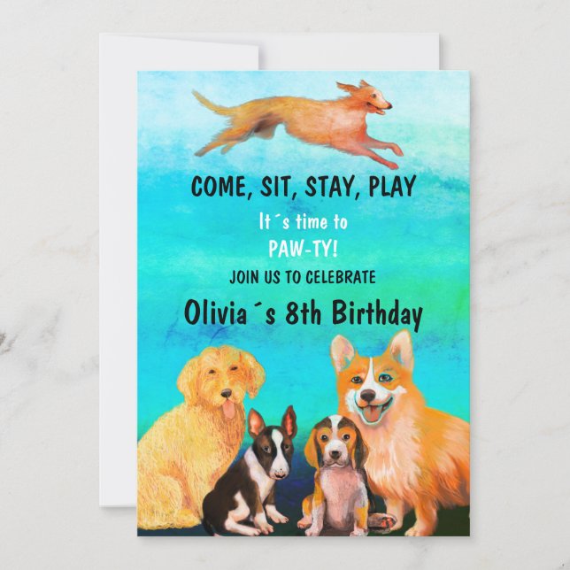 Invitation Fête d'anniversaire avec DOGGY AMIS (Devant)