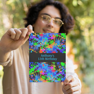 Invitation Fête d'anniversaire avec éclaboussure de peinture