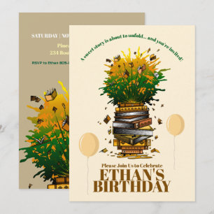 Invitation Fête d'anniversaire avec livres