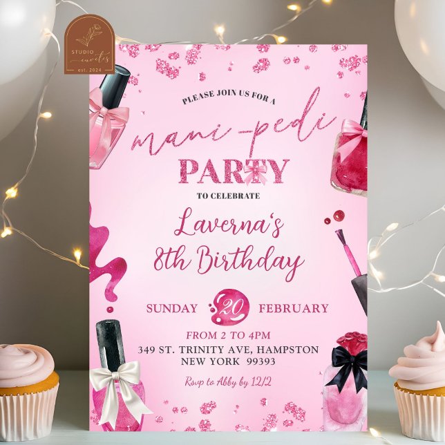 Invitation Fête d'anniversaire avec manucure et pédicure à pa (Créateur téléchargé)