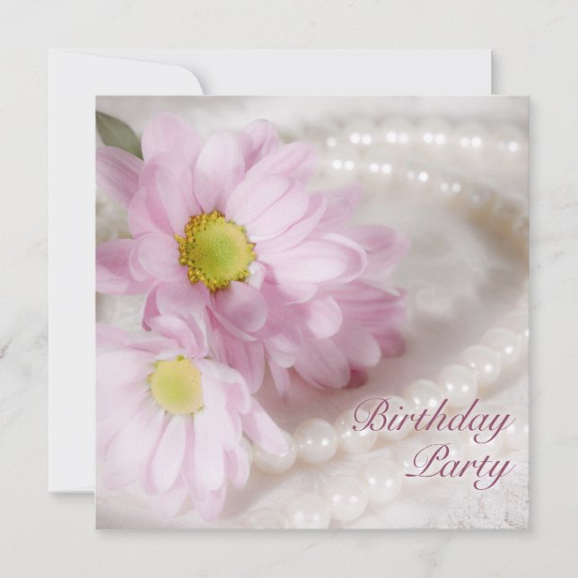 Invitation fête d'anniversaire avec marguerites et (Devant)