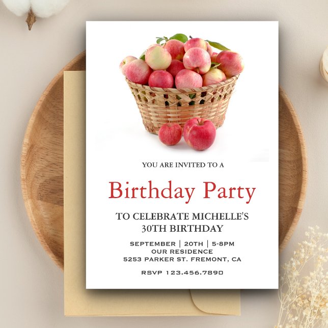 Invitation Fête d'anniversaire avec panier de pommes (Créateur téléchargé)