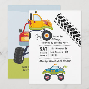 Invitation Fête d'anniversaire avec passage de Monster Truck