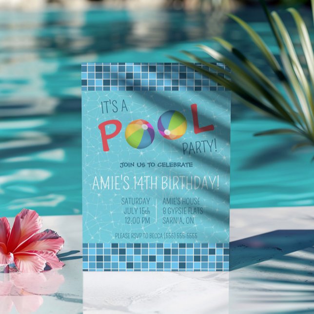Invitation Fête d'anniversaire avec piscine (Créateur téléchargé)