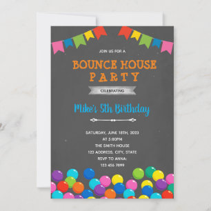 Invitation Fête d'anniversaire avec piscine à boules et maiso