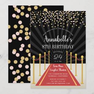 Anniversaire De Soiree Cinema Invitations Faire Part Cartes Zazzle