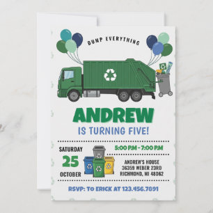 Invitation Fête d'anniversaire avec un camion de décharge mod