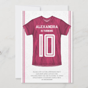 Invitation Fête d'anniversaire avec un maillot de football ro