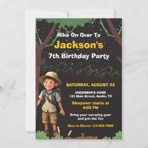 Invitation Fête d'anniversaire aventure extérieure sur le thè