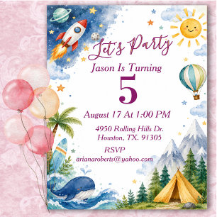 Invitation Fête d'anniversaire aventure fantaisiste 
