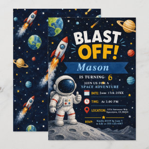 Invitation Fête d'anniversaire Aventure spatiale