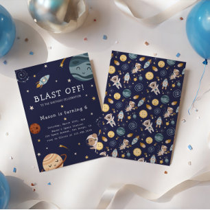 Invitation Fête d'anniversaire aventure spatiale pour enfants