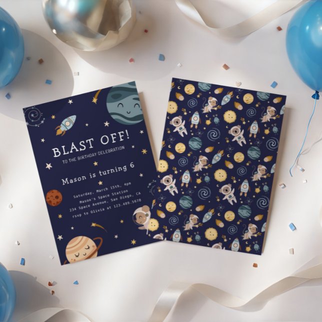 Invitation Fête d'anniversaire aventure spatiale pour enfants (Créateur téléchargé)