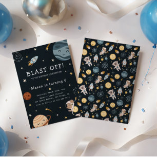 Invitation Fête d'anniversaire aventure spatiale pour enfants