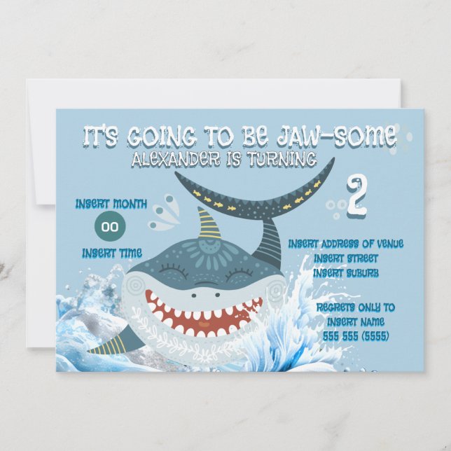Invitation Fête d'anniversaire Baby shark tout âge (Devant)