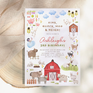 Invitation Fête d'anniversaire Bagarre dans la cour des anima