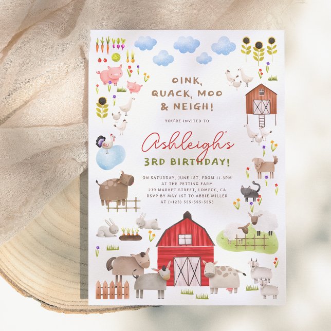Invitation Fête d'anniversaire Bagarre dans la cour des anima (Créateur téléchargé)