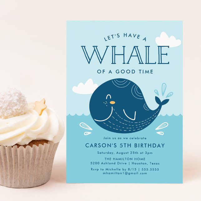 Invitation Fête d'anniversaire Baleine de folie (Créateur téléchargé)