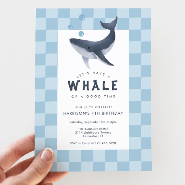 Invitation Fête d'anniversaire baleine sous la mer océan mode (Créateur téléchargé)