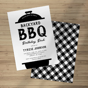 Invitation Fête d'anniversaire barbecue rustique dans la cour
