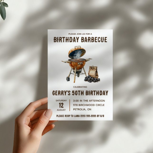 Invitation Fête d'anniversaire Barbeque au Charbon de Bois (Créateur téléchargé)