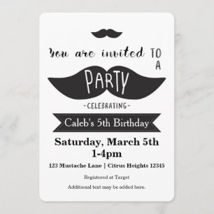 Invitation Fête d'anniversaire Bash de la moustache Invitatio
