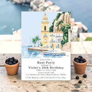 Invitation Fête d'anniversaire bateau de la villa aquarelle