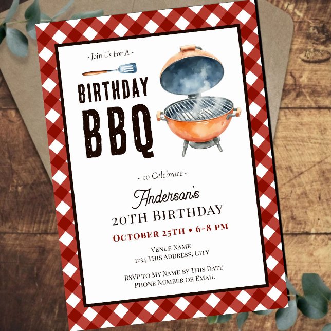 Invitation Fête d'anniversaire BBQ 20 ans Adulte (Créateur téléchargé)