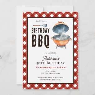 Invitation Fête d'anniversaire BBQ 50 ans Adultes