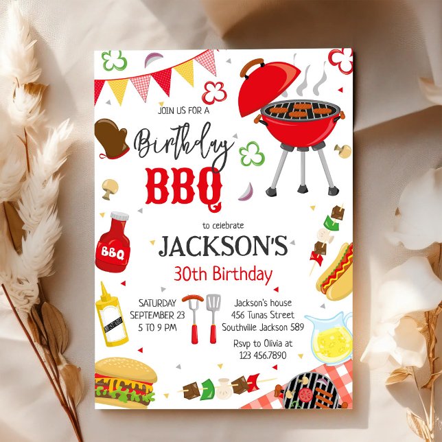 Invitation Fête d'anniversaire BBQ Barbeque Grill Jardin (Créateur téléchargé)