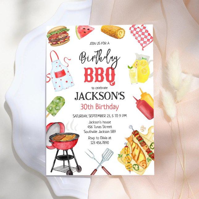 Invitation Fête d'anniversaire BBQ Barbeque Grill Jardin  (Créateur téléchargé)
