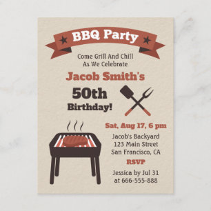 Invitation Fête d'anniversaire BBQ détente dans le jardin