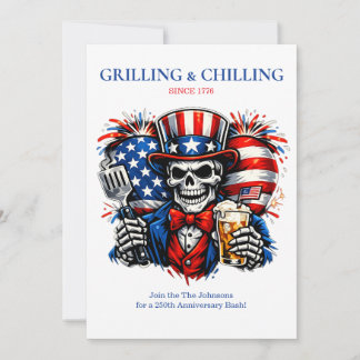Invitation Fête d'anniversaire BBQ du 4 juillet 250ème annive