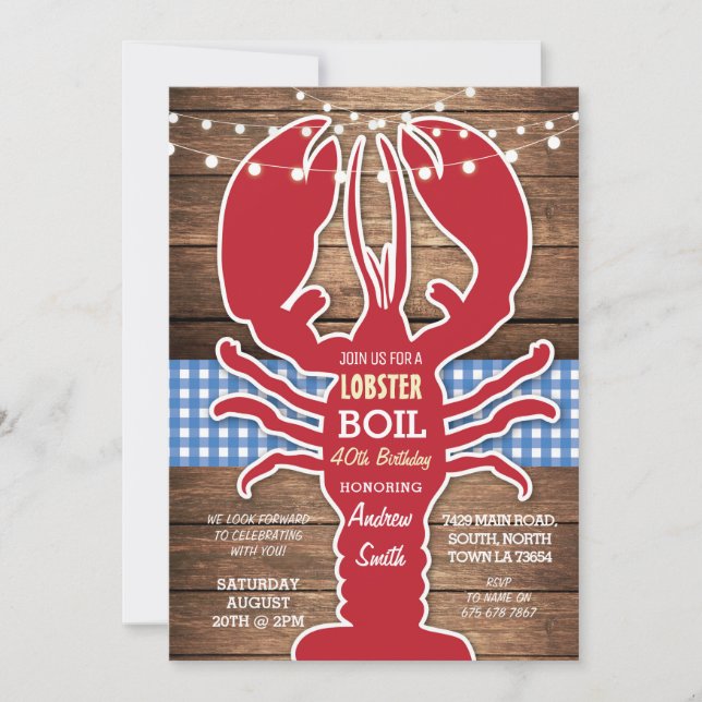 Invitation Fête d'anniversaire BBQ Ébullition de homard Tous  (Devant)