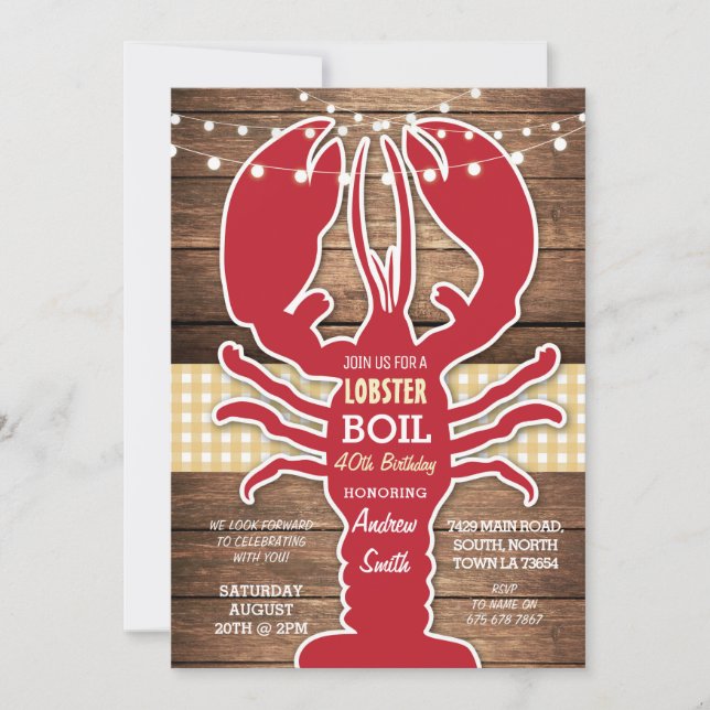 Invitation Fête d'anniversaire BBQ Ébullition de homard Tout  (Devant)