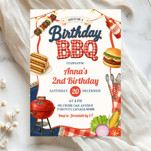 Invitation Fête d'anniversaire BBQ pour enfants en Vichy Deni