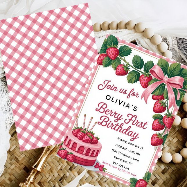 Invitation Fête d'anniversaire Berry Sweet 1 an (Créateur téléchargé)