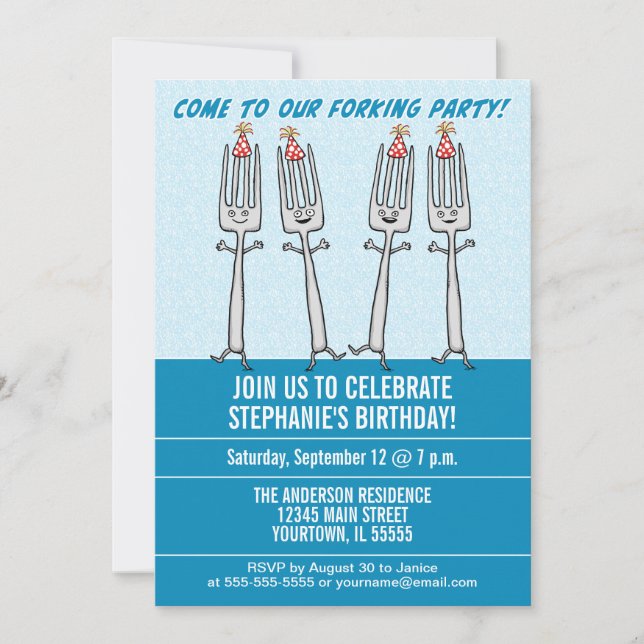 Invitation Fête d'anniversaire bifurquante drôle (Devant)