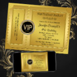 Invitation Fête d'anniversaire billet VIP élégant or<br><div class="desc">Belle invitation de fête avec billet doré. Vous pouvez facilement personnaliser cette invitation de fête d'anniversaire avec billet VIP élégant or et ce billet d'événement en ajoutant vos détails dans le style et la couleur de police,  la formulation et la mise en page de votre choix.</div>