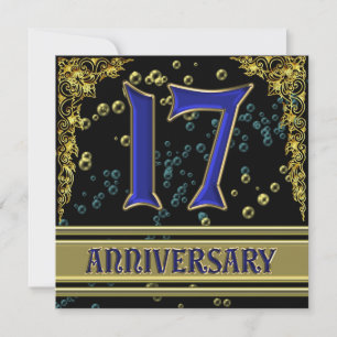 Invitation Fête d'anniversaire Black and Gold 17 ans