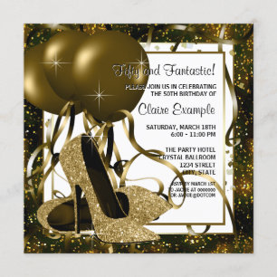 Invitation Fête d'anniversaire Black and Gold High Heights