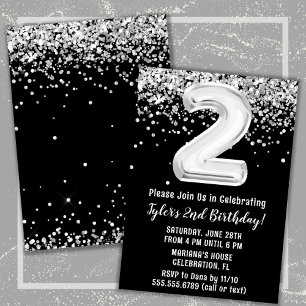 Invitation Fête d'anniversaire Black and White 2 ans
