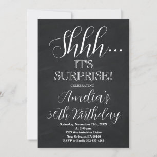 Invitation Fête d'anniversaire Black and White Surprise