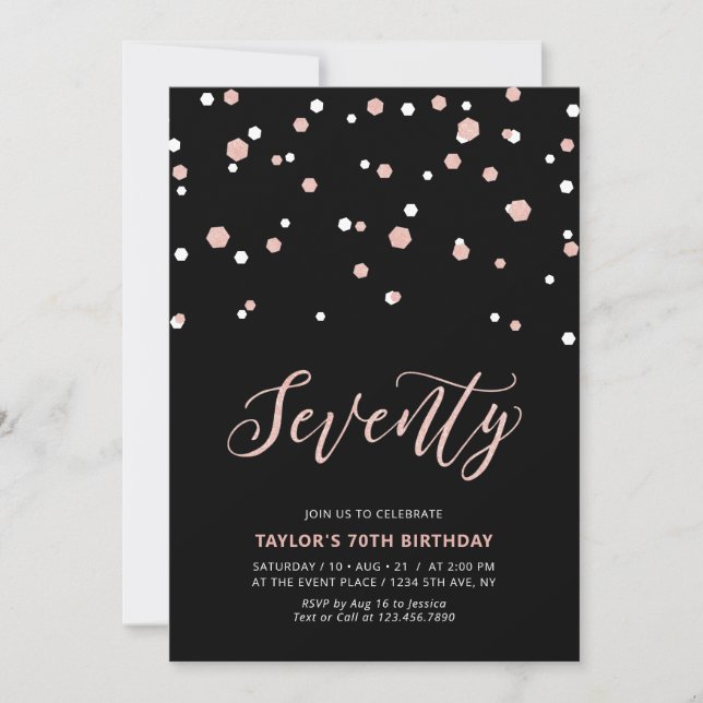 Invitation Fête d'anniversaire Black Rose or Simple Soixante- (Devant)