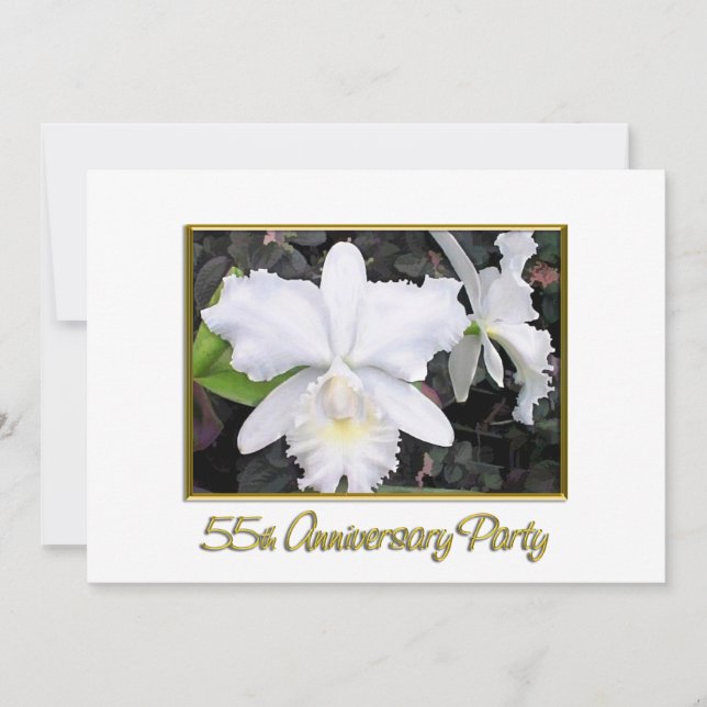 Invitation Fête d'anniversaire blanche croquante 55 (Devant)