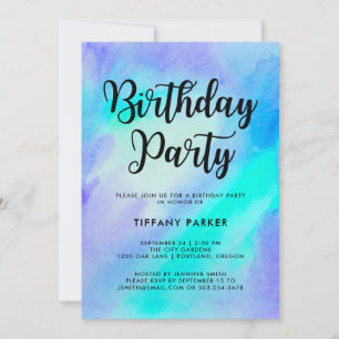 Invitation Fête d'anniversaire bleu et turquoise