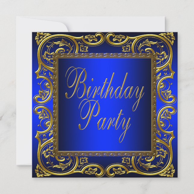 Invitation Fête d'anniversaire bleu or de la Royal Navy (Devant)