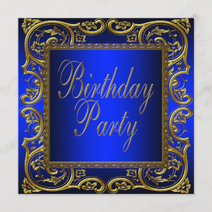 Invitation Fête d'anniversaire bleu or de la Royal Navy